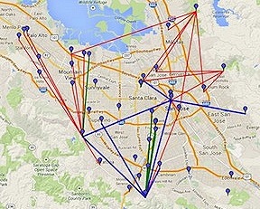 Image showing map of SCEWN nodes throughout Santa Clara county
