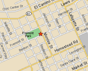 map to Santa Clara Senior Center on Fremont St. in Santa Clara